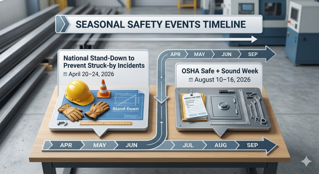 safety events timeline for blue collar workers