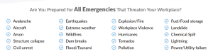 Potential Emergencies to consider for your Emergency Action Plan